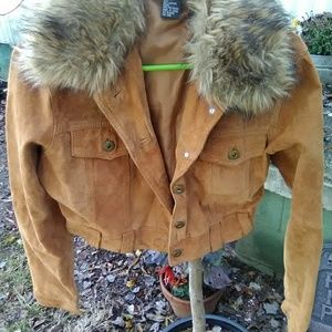 Rue 21 Real leather jacket with detachable collar